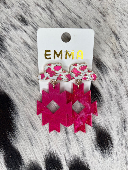 Pink Aztec Cowgirl Earrings