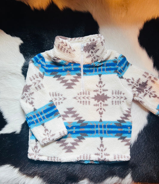 Blue Aztec Sherpa Pullover