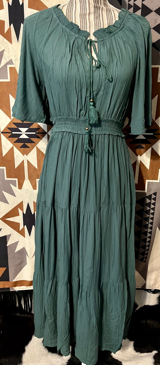 Pine Fields Boho Flutter Sleeve Dress