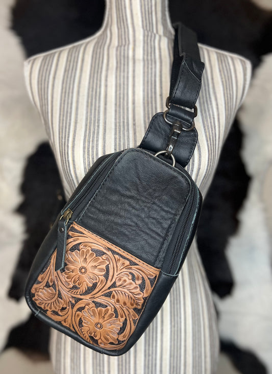 Tooled Sling Bag