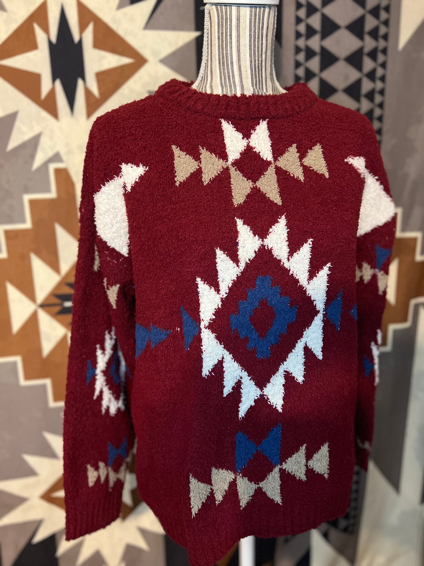 Maroon Aztec Sweater