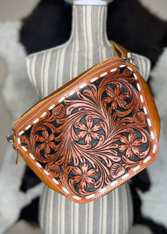 Tooled Leather Bum Bag