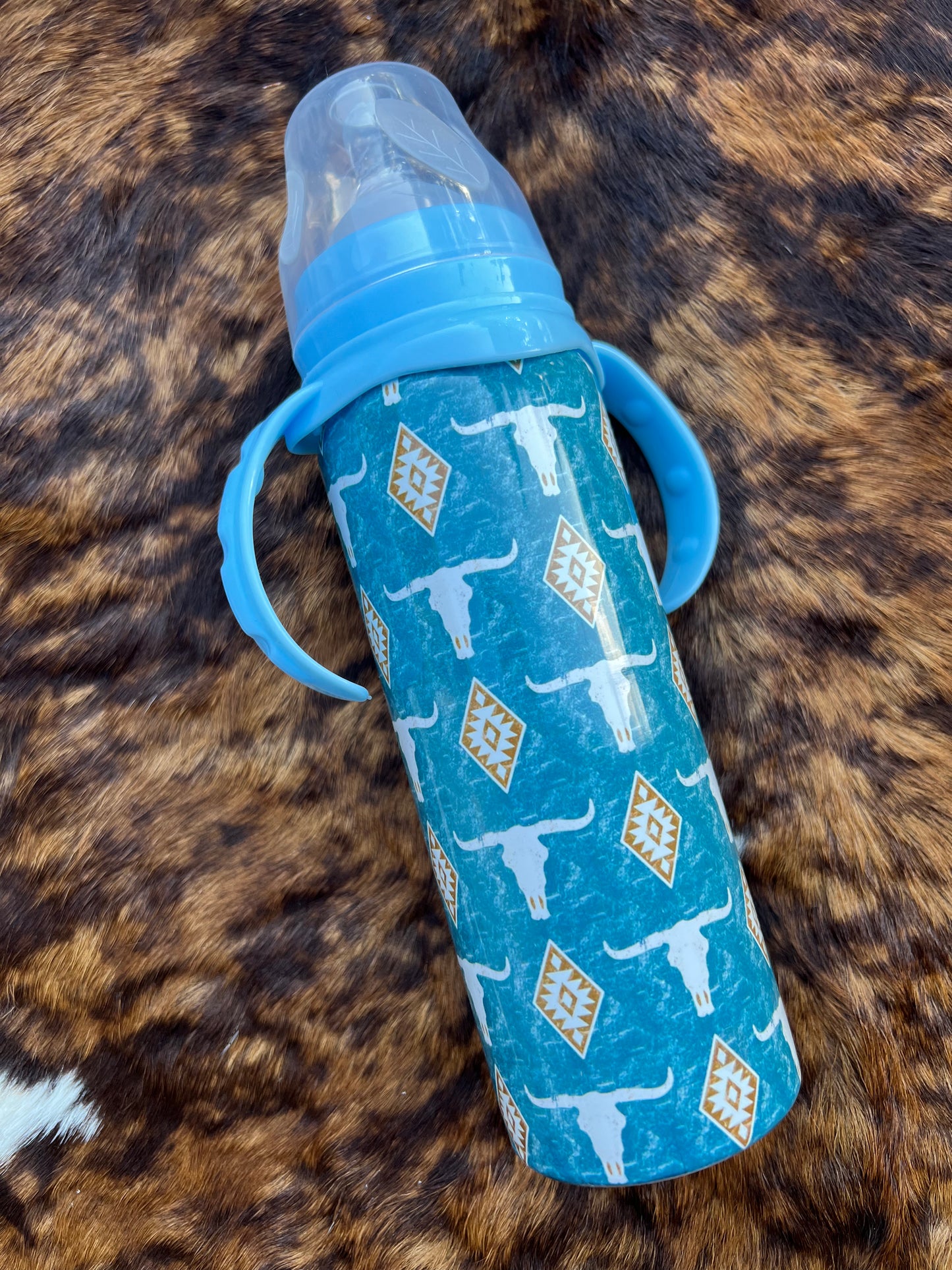 Teal Skulls Insulated Bottle with Handles