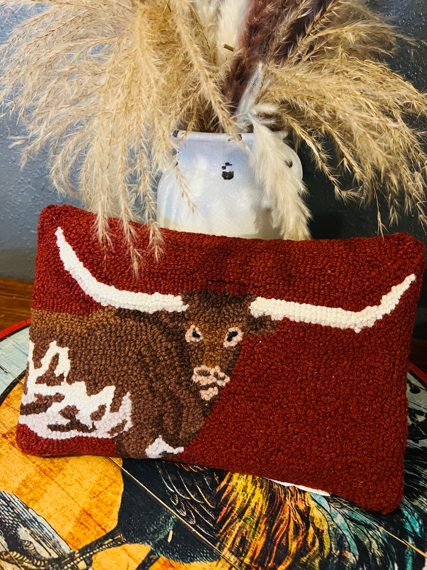 Rust Longhorn Pillow