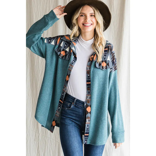 Jade Aztec Button Down