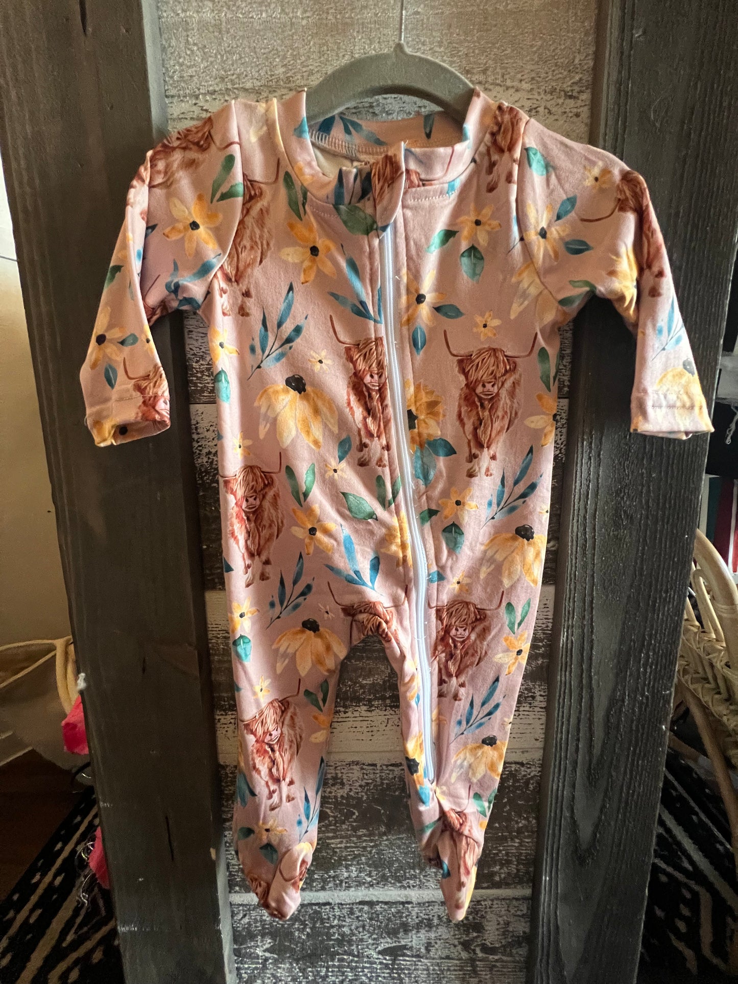 Floral Cow Zippy Pajamas